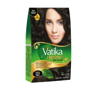 Henna přírodní barva na vlasy – Tmavě černá / Přírodní černá Vatika 60g